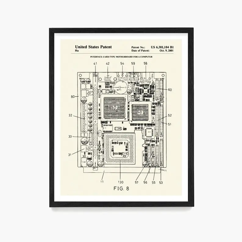 [UNFRAMED POSTER] Motherboard Patent Poster, Computer Wall Art, Tech Decor, Computer Gift, Programmer Art, Coding Gift, Motherboard Art