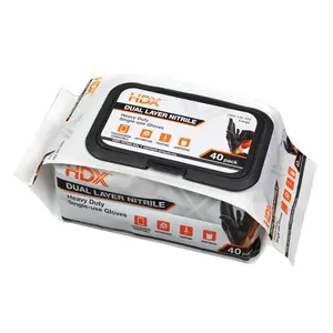 Pop-N-Go Black Disposable Heavy Duty Nitrile Gloves, (40-Count)