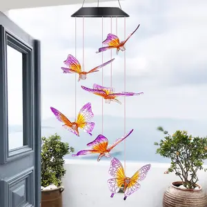 Solar Powered Outdoor Wind Chime, Butterfly Solar Wind Chime, Color Changing Solar Light, Garden Decoration, Best Gift for Mom, Windchimes