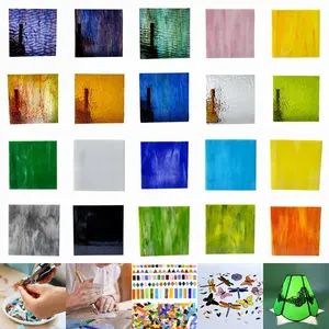 20pcs 10x10cm Stained Glass Sheets, Mixed Color Textured Glass, Tiffany Lamp Mosaic Art, DIY Craft Supplies, Creative Home Decor