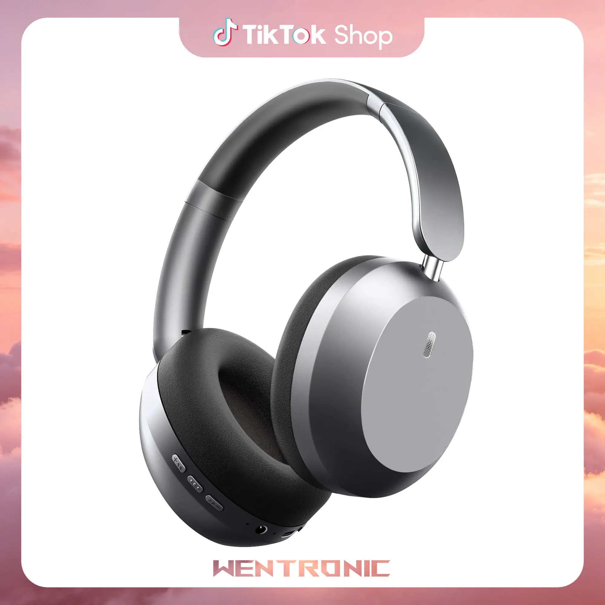 WENTRONIC Y05 Wireless Over-Ear Bluetooth Headphones with Microphone, 48-Hour Playtime, High-Quality Stereo Audio, Foldable Compact Travel-Friendly Design, Soft Earpads, 3.5mm Cable, Fast Charging, Volume Control, Memory Function