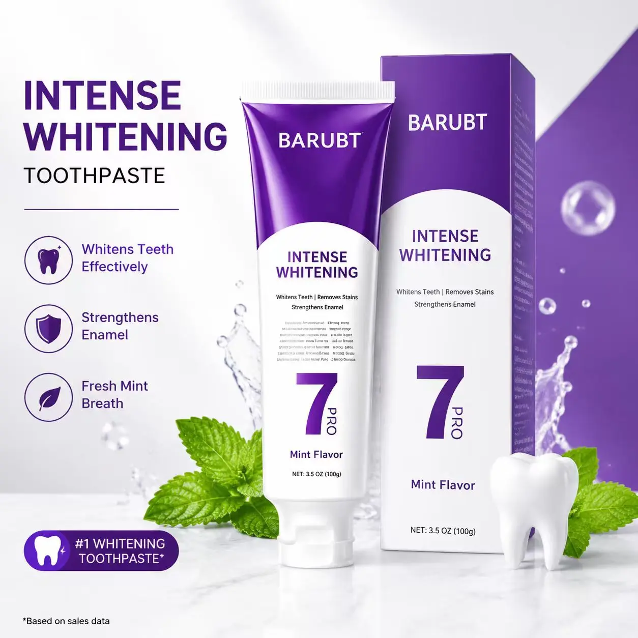 Daily Whitening Mint Healthy Oral Brightening Dental Care Toothpaste, Fine Foam Paste for Teeth Brightening, Surface Stain Removal & Long-Lasting Fresh Breath | Back To School Oral Care Product, Dental Care Toothpastes
