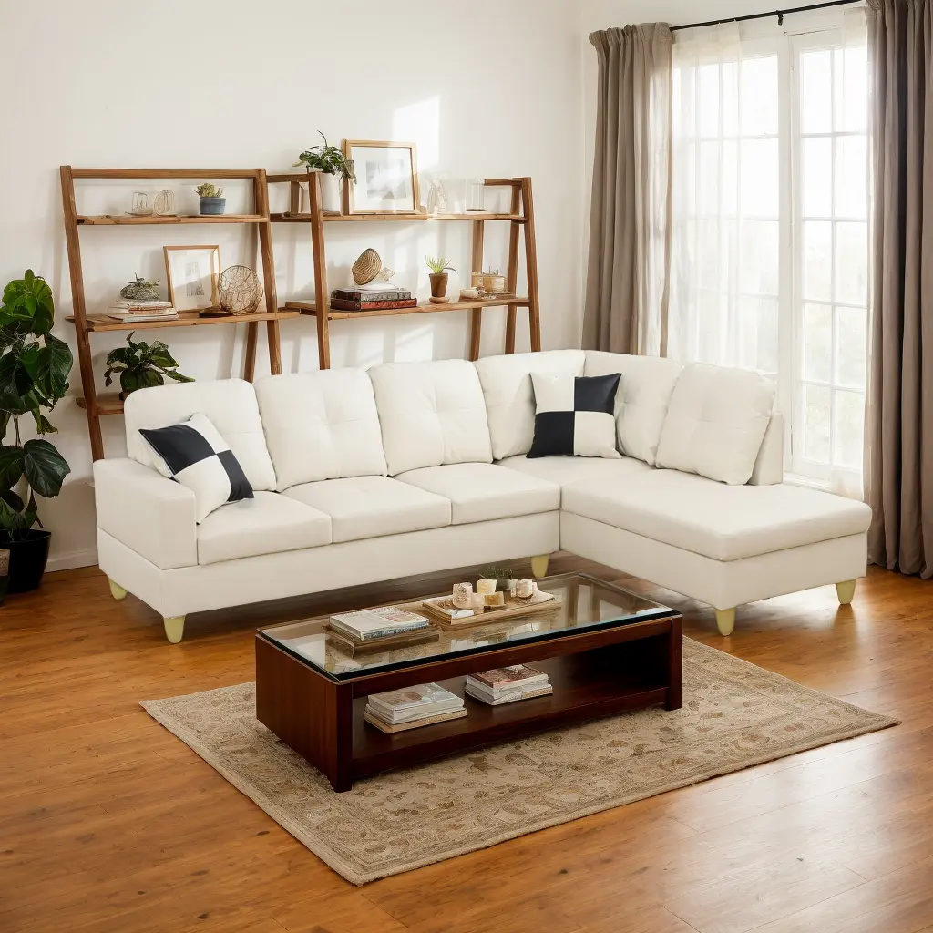 Modern Minimalist Synthetic Leather Combination Sofa - Double Pillow Design, Sturdy, Breathable, Classic, Durable, Comfortable, Practical, Includes 2 Free Pillows, Ideal for Living Rooms, Apartments
