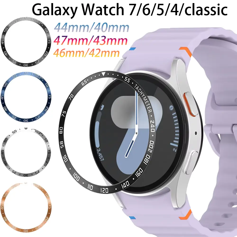 Metal Bezel For Samsung Galaxy Watch 4 6 Classic 47mm 43mm 46mm 42mm Time/Speed Scale Protective Ring Watch 8/7/6/5/4 40mm 44mm