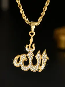 1pc Middle Eastern Arabic Style Geometric Symbol Pendant, Versatile Stainless Steel Necklace, Islamic Pendant Necklace. Retro Muslim Rune Pattern Necklace Pendant, Religious Statement Jewelry For Men And Women