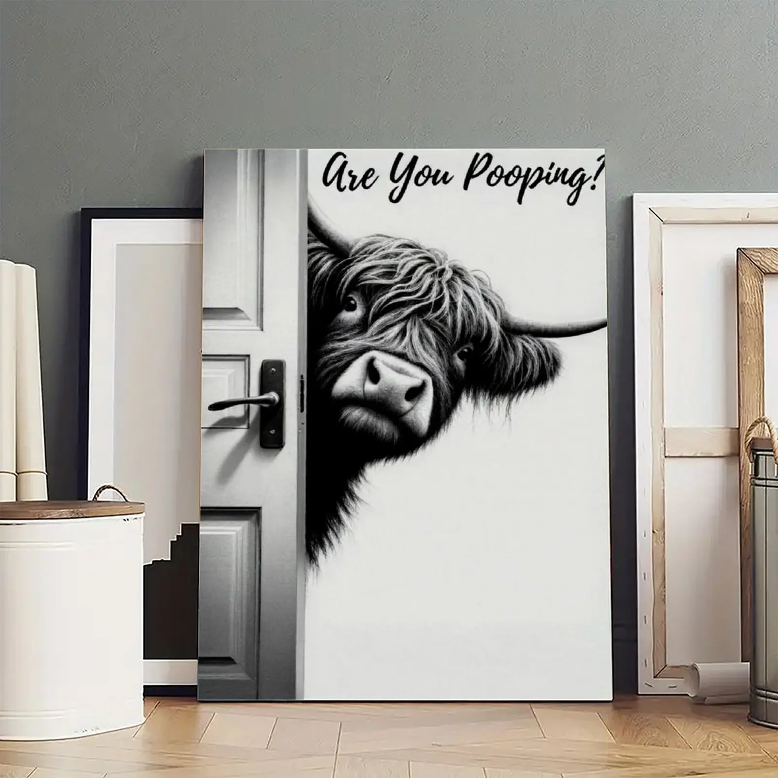Vintage Highland Cow Art Painting Decorative Classic Poster Art Wall Art Oil Painting Art Canvas Poster Decorative Painting Porch Living Room Art Decoration
