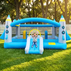 Heavy Duty Jump 'n Slide Inflatable Bouncer Combo, 8FT Tall Large Kids Bouncy Castle with Quick Inflation Blower, Outdoor Backyard Playground Gym Playset,top toys