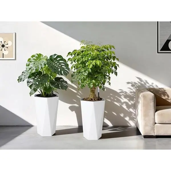 Garvee 22.5 Inch Tall Planters Set of 2, Outdoor Planters Self Watering Plant Pots with Water Level Monitor, Multiple Drainage Holes, Flower Pots for Patio, Porch, Living Room, or Home Office, White