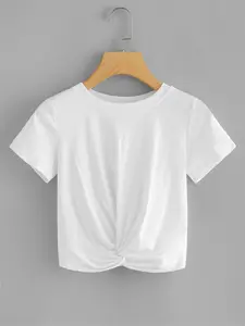 Women's Minimalist Casual Style Fitted T-Shirt, Top, Plain Pattern, Comfortable Everyday Wear, Perfect for Relaxed, Womenswear