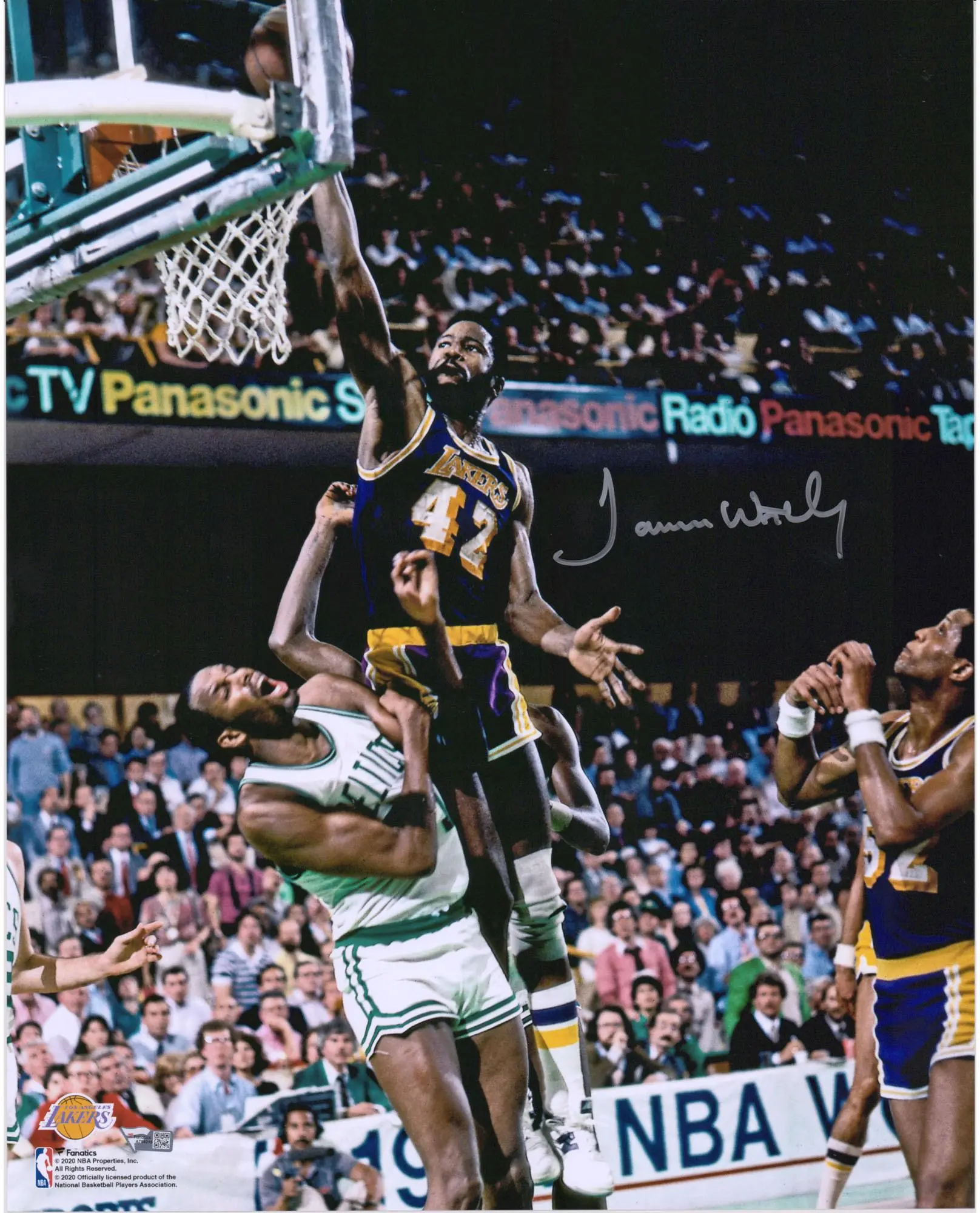 James Worthy Los Angeles Lakers Autographed 16" x 20" 1984 NBA Finals Dunk Photograph - Fanatics Authentic Certified