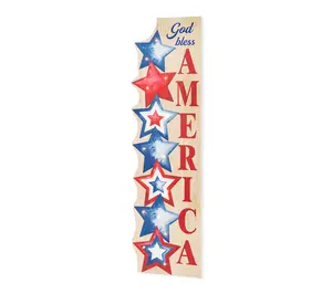 Glitzhome 42"H  Patriotic Americana Stacked Stars Porch Sign