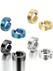 Jewelrywe Simple Glossy Huggie Hinged Hoop Earrings, High Quality, Non-Piercing Unisex Ear Clips, Stylish & Comfortable Design, Perfect Gift Idea, Fashionable Hoop Earrings, Versatile Earrings, Fashion Accessories