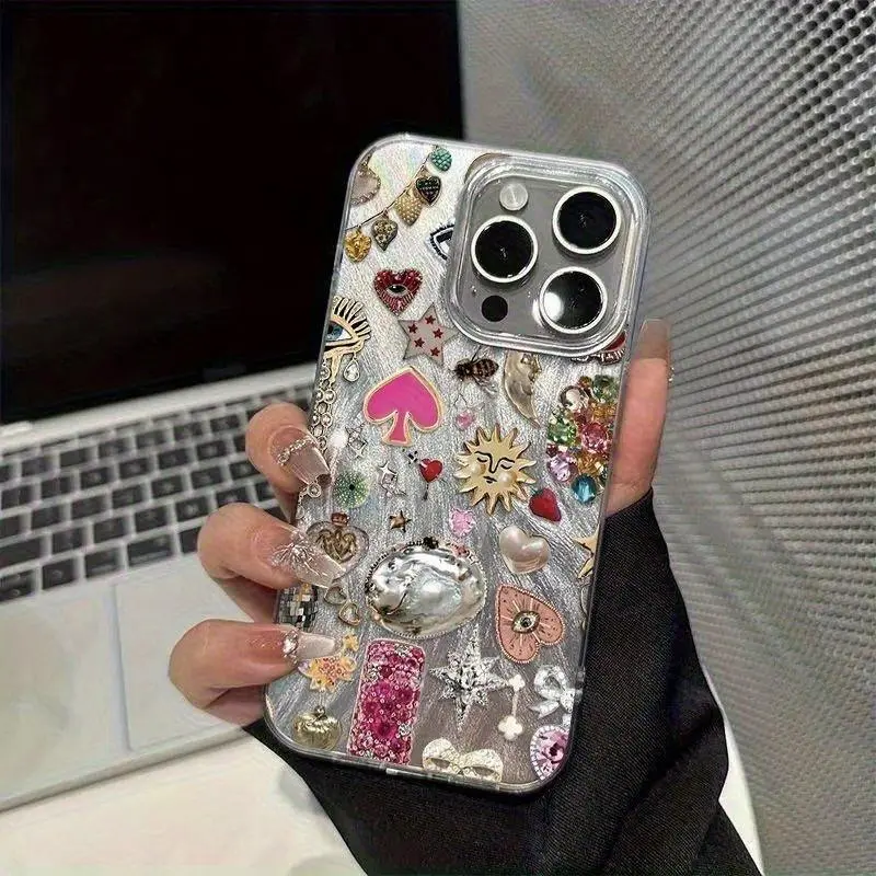 Mosaic Sea Turtle Adorable Magnetic Case for iPhone13/14/15/16/17/promax, Lightweight, Anti-Fall | Girly & Chic Style,Y2K Vintage Charm Heart Pattern Sparkling Light Effect Shockproof Non Wireless Charging   aesthetic  Cover