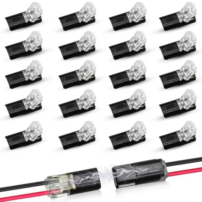 Double Wire Plug in Connector,2-Pin Low Voltage Wire Connector with Locking Buckle,Flame Retardant Locking Wire Quick Connectors,Quick Disconnect Led Light Strip Connectors