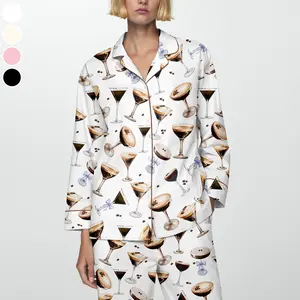 Holiday Espresso Martini Satin Pajamas Set, Espresso Martini Sleepwear, Men Women Lounge Wear, Premium Pajamas, Gift For Her Him