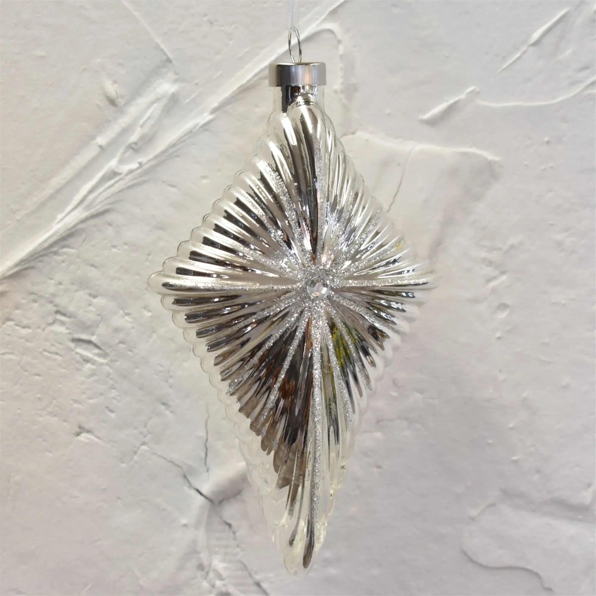 Shining Star of Bethlehem Glass Ornament 3.75" x 6" in Silver | LC