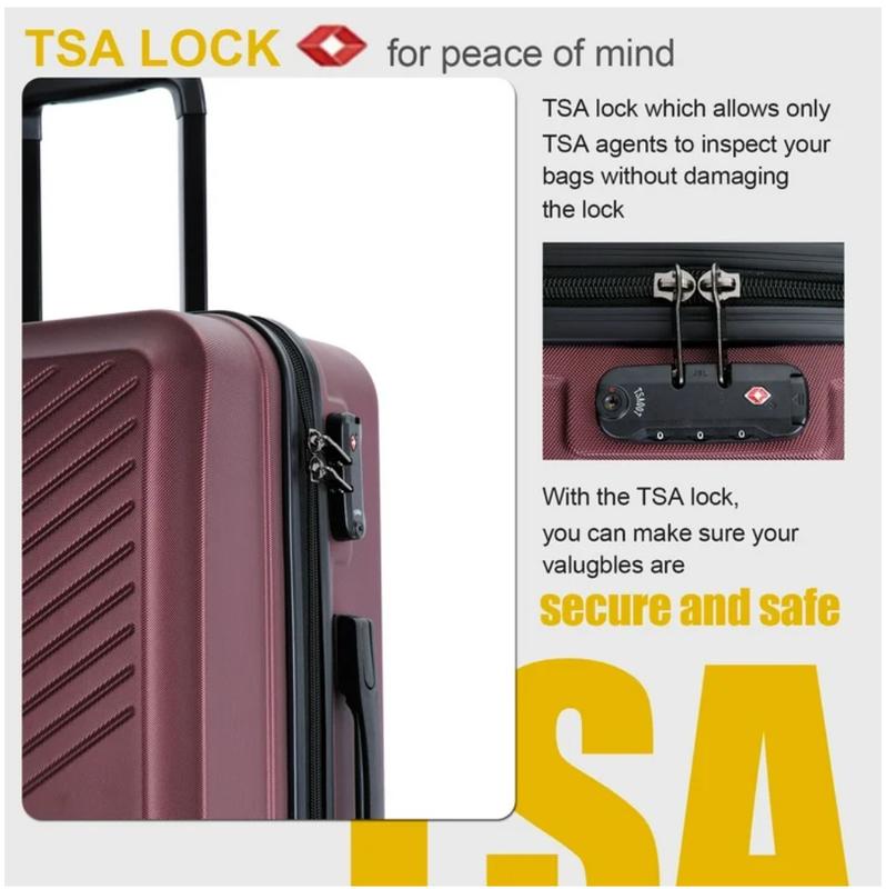 3 Piece Hardshell Luggage Set Hardside Lightweight Suitcase with TSA Lock Spinner Wheels 20in24in28in.(Red)