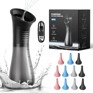 Electric Ear Wax Remover, Rechargeable Ear Cleaning Device, 3 Adjustable Water Pressure Modes, 2-In-1 Tank, 12 Replaceable Brushes, Home Use