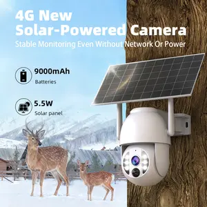 【JOOAN 4K HD 360° View 4G LTE Cellular Solar Security Camera】No WiFi, Wireless, IP66 Waterproof, PIR Human Detection, Color Night Vision, Remote APP Controlled, Includes 4G Data Card, Continuous Solar Power, Supports SD Card