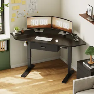 Sedeta 32-Inch Corner Electric Standing Desk - 32x32 Top, Corner-Fit, Height-Adjustable, Drawer-Equipped, Sturdy Base, Modern Office Commercial Furniture Writing Desk
