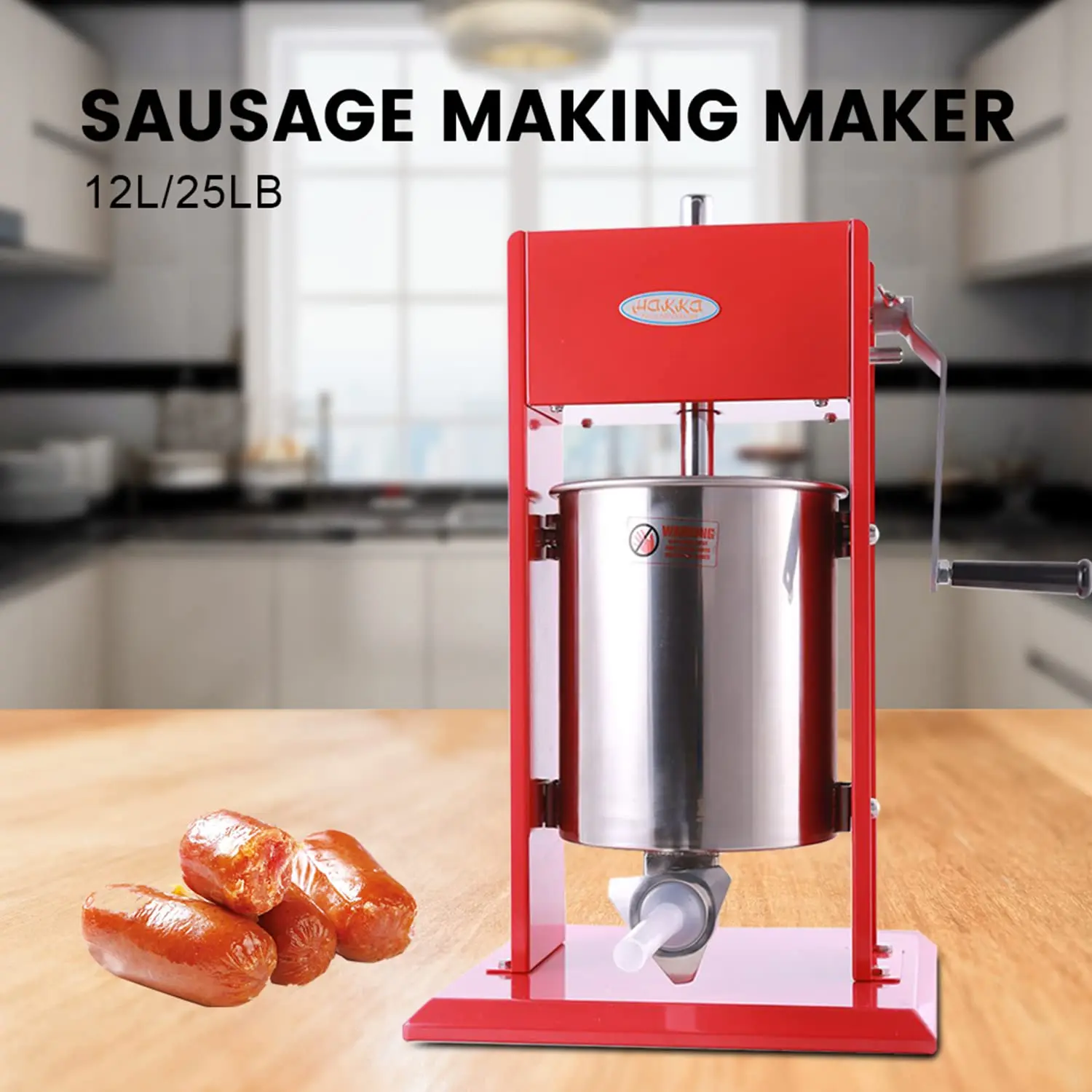 Hakka Manual Sausage Stuffer, 10L/25 lb Vertical Sausage Stuffer Machine, Dual-Speed Meat Stuffer & Sausage Maker for Home Kitchen, Restaurant & Commercial Use