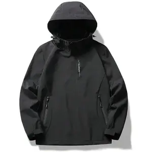 Waterproof Windbreaker With Removable Hood Lightweight Rain Coats Casual Hiking Cycling