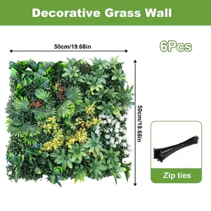6Pcs 20x20'' Artificial Boxwood Panels - Realistic Grass Wall Backdrop & Greenery Wall Decor, UV Protected Privacy Fence Screen for Wedding, Party, Garden Decor