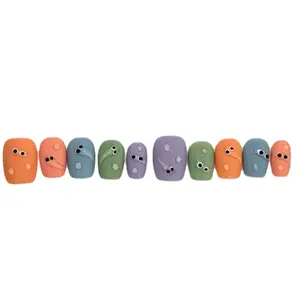 Cute Handmade Clear Jelly Press On Nails - Medium Size for Nail Art and Care - Eyes Design - Polish, Nail Polish