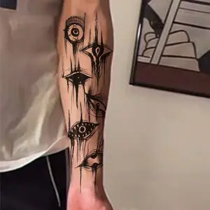 1pcs Dark Gothic Black Eyes Herbal Juice Tattoo Sticks Sexy Spicy Girl Neck Temporary Tattoo Waterproof Durable Fake Tattoo for Men and Women Party Gift Y2K Body Fake Tattoos