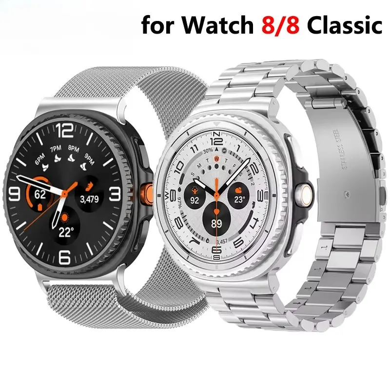 Stainless Steel No-Gaps Smartwatch Straps for Samsung Galaxy Watch 8 Classic 46mm, Galaxy Watch 8 40mm-44mm, Luxury Metal Bracelet Smartwatch Accessories