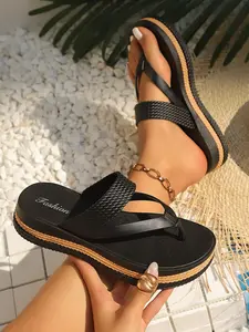 Women's Thick Sole Sandals Summer Beach Ready Vacation Footwear, Anti-Slip Outdoor Walking Shoes, Comfortable Lightweight Design, Beach Slides Sandals