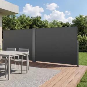 VEVOR Retractable Side Awning, Summervibes, 71" x 236" Patio Retractable Side Screen with 180 g/m² Polyester Fabric, Waterproof Sunshade Outdoor Privacy Screen Room Divider for Garden, Balcony, Pools, Deck, Gray