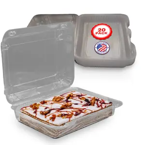 MT Products Clear Deep OPS Clamshell Take Out Containers 10.5" x 8.37" x 2.87" - Plastic Dessert Containers with Lids