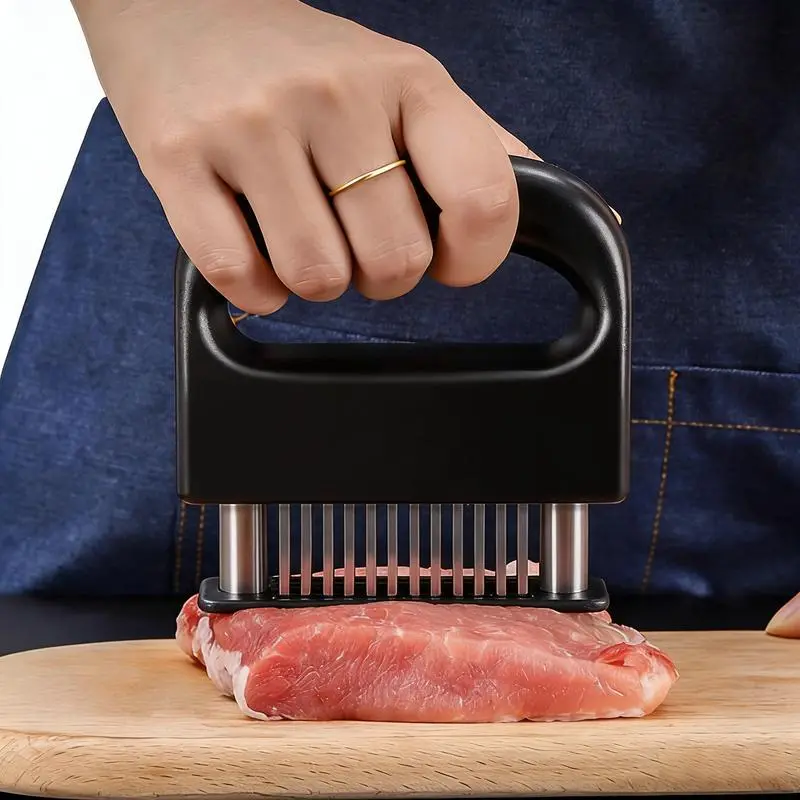 1 PCS Meat Tenderizer with 48 Stainless Steel Ultra Sharp Needle Blades, Kitchen Cooking Tool Best for Tenderizing, BBQ, Marinade