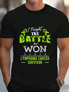 100% Cotton Lymphoma Awareness Cancer Survivor Fighter T-Shirt Women's Men's Graphic Tee Crew Neck summer vacation Tops