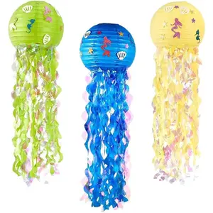 3 Pack  Jellyfish Paper Lanterns for Underwater  Theme Party Decorations,  Theme Birthday Parties,  Showers, ' Room & Classrooms, Colorful