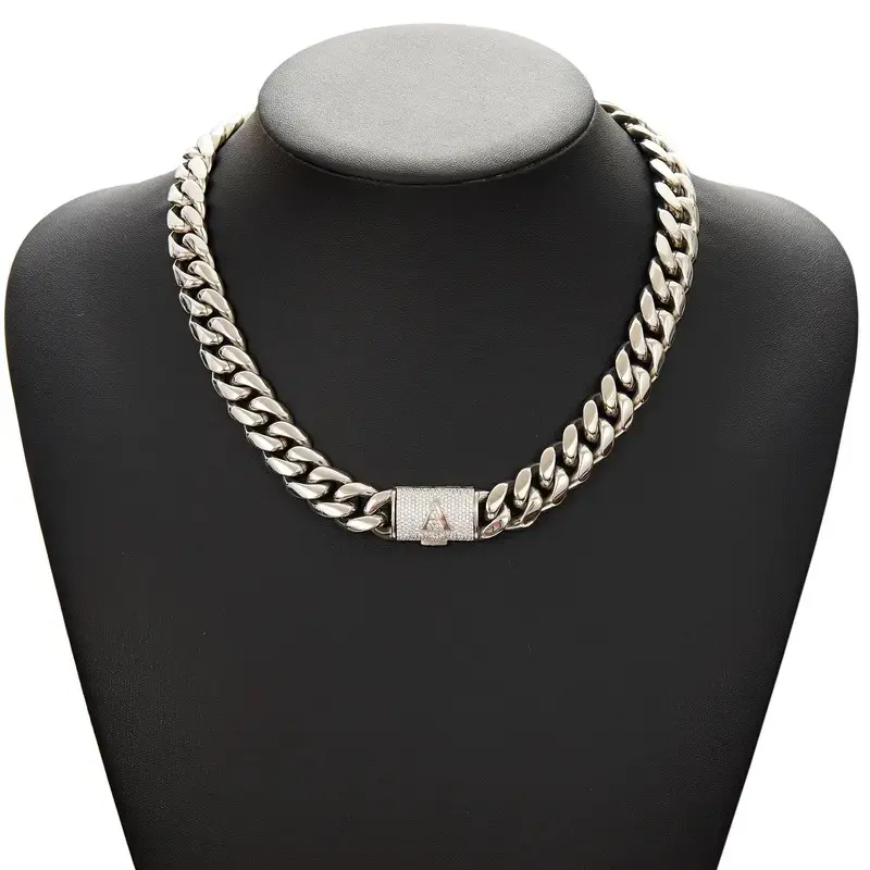 Men's 14mm Chunky Silver Diamond-Cut Edges Cuban Link Chain Necklace, Non-Tarnish Stainless Steel, Bling Party Wear Accessory, Miami Look Chain Style Jewelry (20/24/30in) - Spring Glowup Guys' Gift, Cuban Link Chain Necklaces