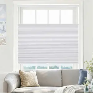 LUXEVOIRPANORAMIX Cordless Blackout Honeycomb Blinds, Top Down Bottom Up, No Drill Custom Size Cellular Shades, Light Blocking Window Cover for Bedroom - White