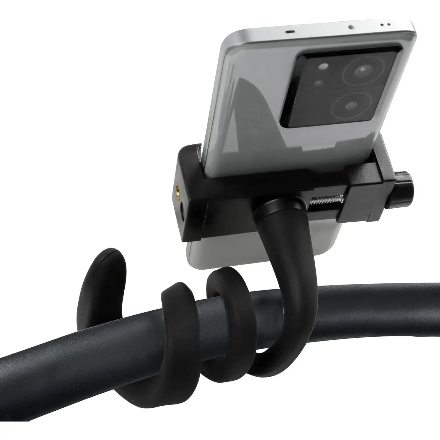 Stroller Phone Holder Portable Portable Flexible Cell Phone Holder Stand Mount Universal Stroller Accessories for Treadmill Spin Bike Stroller Shopping Cart Bed Car Kitchen Desk(Black)