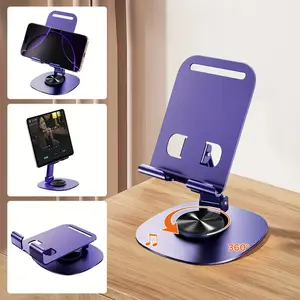 Folding Cell Phone Stand, Universal Fully Adjustable Foldable Desktop Phone Holder, All-Metal 360 Degree Rotating Stand For Phones And Tablets - Foldable Desktop Stand For Home, Office And Travel Use - Ideal Gift Choice.