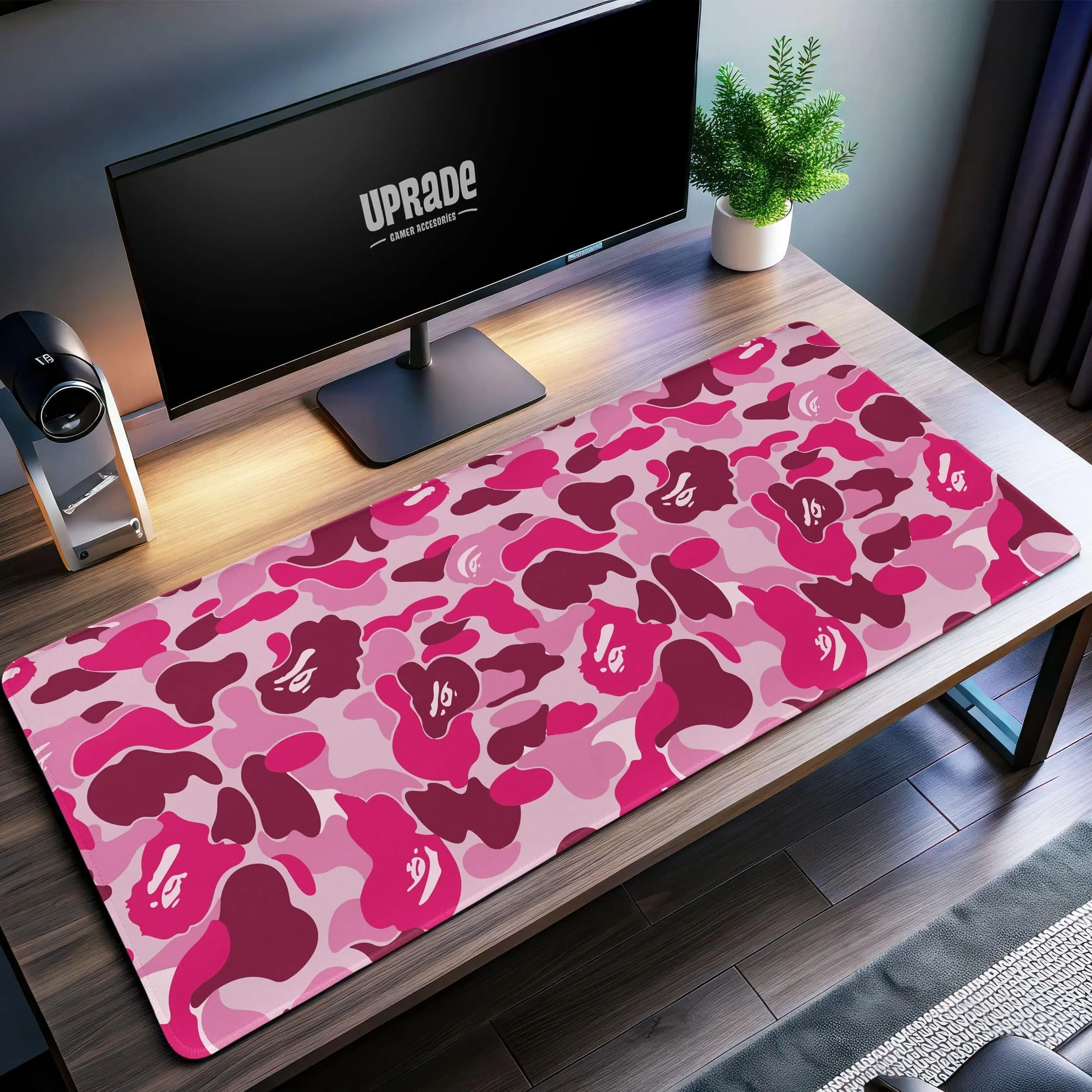 BAPE Style Camo Streetwear Large Gaming Mouse Pad, Hypebeast Extended Keyboard Desk Mat, Non-Slip PC Gaming Desk Pad, Aesthetic Gamer Room Decor for Streamers, Creators & Gen Z Gaming Setups