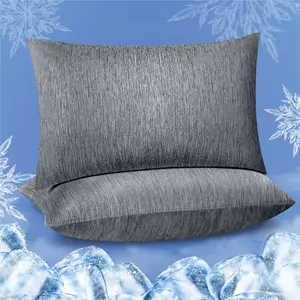 Cooling Pillow Cases for Hot Sleepers, 2 Pack Standard Size, Breathable Cooling Pillow Covers with  Zipper, Both Sides Q-Max>0.45, Ideal for Night Sweats, Black