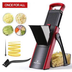 【ONCE FOR ALL】Press-type Multifunctional Vegetable Slicer with 4 shapes and 8 thicknesses adjustable. No need to replace blades; simply turn the knob.Strong SuctionCup Base, Kitchen Utensils Vegetable Slicer DicerFruit Vegetable Slicer Gadgets Kitchen out