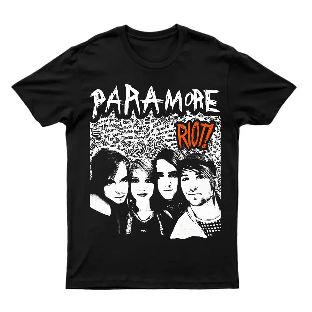 Paramore Riot Album Tracklist Band Photo T-Shirt – Retro Pop Punk Music Fan Tee