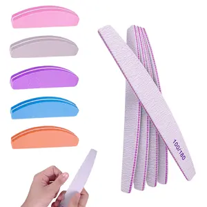 10 Pcs Nail File and Buffer Set, Halfmoon Arc Double Sided 100/180 Grit Emery Board Buffing Blocks, Manicure Nail Care Tools for Acrylic Natural Fake Nails