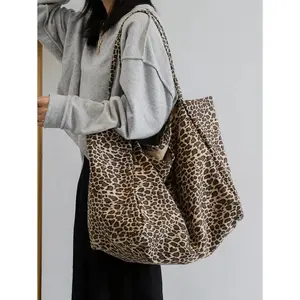 Large Leopard Print Tote Bag, High Capacity Shoulder Bag, Underarm Bag Essential For Commuting, Backpack, Large Capacity, Portable, Suitable For Teenagers, Women, College Students, White-Collar Workers, Perfect For Work, Back To School, Middle School,