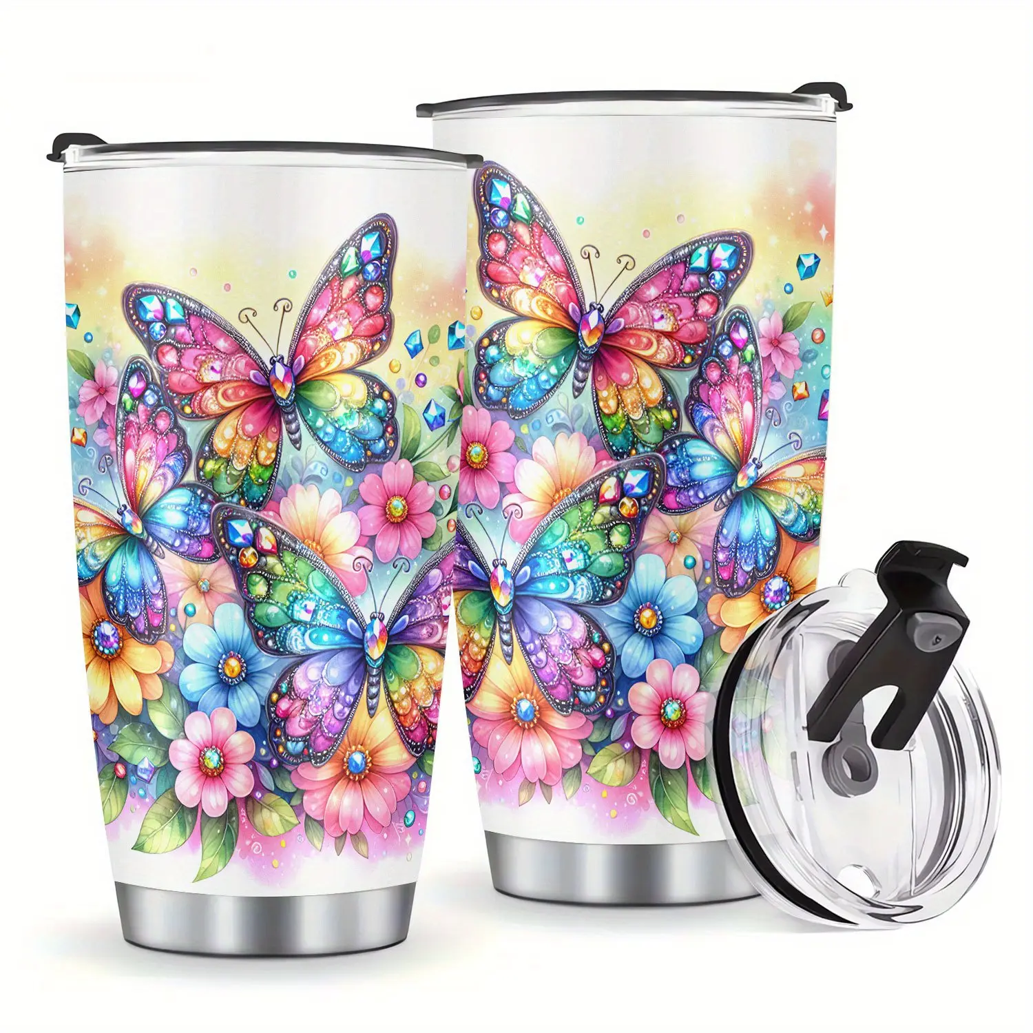 Stainless Steel Leak-Free Coffee Vacuum Flask Tumbler - Double-Layer Insulated, Butterfly Design, PVC-Free, Hand-Wash Only, Hot & Cold Compatible, Portable for Home & Office, Ideal Gift for Loved Ones, Leak-Free Vacuum Flasks, Coffee Vacuum Flasks