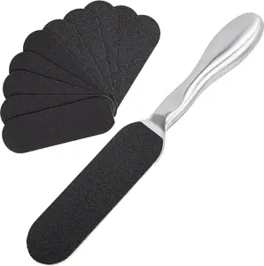 Biutee Foot File for Dead Skin Pedicure Foot Files Callus Remover Professional Sandpaper Pedicure Tools Reusable Stainless Steel Double Sided Foot Rasp Foot Scrubber Pedicure with 12 Replaceable Pads Manicure Nail Nail Care Smooth Handle Lightweight