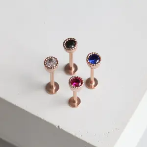 Tiny Rose gold Cartilage Earring • 4mm Flatback Stud • Medusa Jewelry • Small Tragus Helix Earring • Threadless Pushback Forward Helix Studs