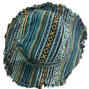 CAMP OUT - Colorful Cotton Sun Hat with Wide Brim, Handcrafted Nepalese Patterns, Medium-Large Fit, Ideal for Outdoor Activities